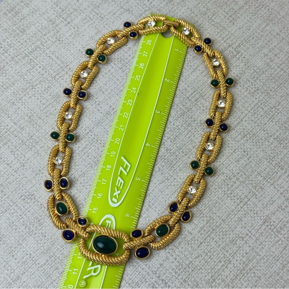 Vintage Byzantine style Mogul Gold Tone CH Carolina Herrera Statement Necklace - Picture 7 of 10